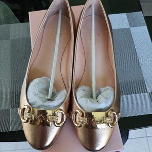 Kate Spade Phoebe Rose Gold Leather Flats Size 8M New in Box